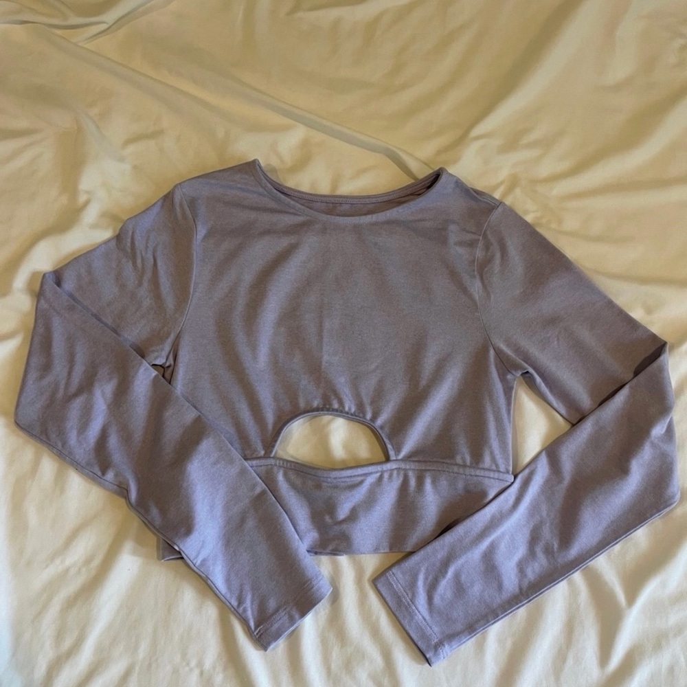 Isla Movement Long-Sleeve Cutout Crop Top - Lavender